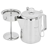 KOCAN Kaffeekanne aus Edelstahl, 1,2 l Outdoor 9 Tassen Edelstahl Perkolator Kaffeekanne Kaffeemaschine für Camping Home Kitchen