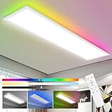 Oraymin LED Panel Deckenleuchte Dimmbar mit Fernbedienung 120x30CM, 40W 4800LM RGB Deckenlampe Farbwechsel, 3000K-6500K Ultra Dünn Panel für Wohnzimmer Kinderzimmer schlafzimmer