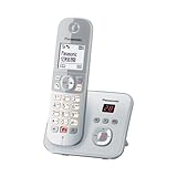 Panasonic Dual-Micro/Nano, KX-TG6861GS Schnurlostelefon mit Anrufbeantworter (Bis zu 1.000 Telefonnummern sperren, übersichtliche Schriftgröße, lauter Hörer, Voll-Duplex Freisprechen) perl-silber