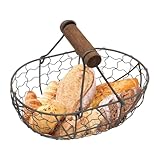 Eierkorb aus Metalldraht – Eiersammelkorb | Ovaler Draht-Eiersammelkorb Griff | Picknick-Aufbewahrungskorb Bauernhaus-Design | Drahtkorb kann 12 Eier für Küche, Esszimmer halten