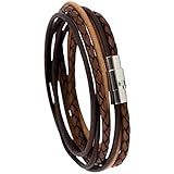 Simaru Wickelarmband/Lederarmband mit Magnetverschluss für Damen & Herren, Unisex Armband aus echtem Leder, pflanzlich gegerbt, mit praktischem Verschluss (M (39cm), Hellbraun)