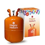 Happy Helium® Ballongas Helium für 50 Luftballons | Premium Heliumgas mit Füllventil - Balloon Gas 400 Liter (0,4 m³) für Geburtstag, Hochzeit, Party