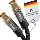 KabelDirekt – 4K Antennenkabel, Koaxialkabel, TV Kabel – 1 m – Fernsehkabel für digitales & analoges TV, Metallstecker – Erhältlich in 0,5-20 m (Stecker auf Buchse, für DVB-C/DVB-T/DVB-S, schwarz)