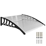 Outsunny Pultvordach Vordach für Haustür 103 x 96,5 x 27 cm Überdachung mit UV Schutz, Regenschutz Sonnenschutz für draußen Alu Transparent