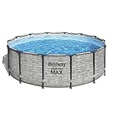 Bestway® Steel Pro MAX™ Ersatz Frame Pool ohne Zubehör Ø 427 x 122 cm, Steinwand-Optik (Cremegrau), rund