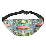 Wonderful Little Mushrooms Universal-Gürteltasche für Damen und Herren, verstellbar, Wandern, Reisen, Laufen, groß, wasserdicht, Crossbody-Tasche, Hüfttasche, Schwarz , Einheitsgröße