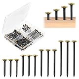 120 Stück Stahlnägel Set, 20/25/30/40mm Bildernägel, Goldfarbenem Kopf Nägel, Nägel Bilder Aufhängen für Bilderrahmen/PinnwäNden/Leinwand