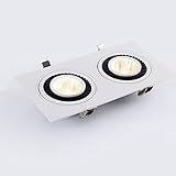 Moderne Doppelkopf-weiße quadratische 12-W-LED-Deckenpaneelleuchte, drehbarer Einbaustrahler, nordische Innendekoration, Aluminium-Spot-Lampen, eingebettet for Restaurant, Wohnzimmer, Flur, Gang, Auße