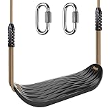 Dolibest Schaukel Kinder, Indoor Outdoor Babyschaukel Hartgummi Schaukelsitz Spielplatz Gartenschaukel Schaukelbrett mit Verstellbar 130-200cm Seil für Teens/Erwachsene, Schwarz Wasserrippel/113kg