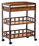 3-stöckiger Rollwagen mit Schublade, rustikaler Servierschrank für Zuhause, Küche, Hotel und Restaurant, Aufbewahrungslösung