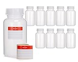Octopus 10x 500 ml Weithalsflaschen aus LDPE mit Schraubverschluß, Leere Chemiekalienflaschen, Laborflaschen mit Deckel als Aufbewahrungsbehälter für Labor, Küche oder Hobby