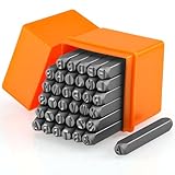 Starvortex 36 Stück Schlagzahlen 6mm, Langlebig Kohlenstoffstahl Schlagbuchstaben, Zahlen und Symbole Metallstempel (A-Z, 0-9, &)，Metallbuchstaben Prägestempel für Holz Kunststoff Leder