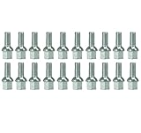 20x Radschrauben Radbolzen M14x1,5 27mm Kugelbund Kugel R13 SW17 Silber Verzinkt kompatibel mit Audi, Seat Skoda, VW Volkswagen
