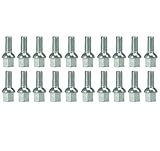 20x Radschrauben Radbolzen M14x1,5 27mm Kugelbund Kugel R13 SW17 Silber Verzinkt kompatibel mit Audi, Seat Skoda, VW Volkswagen