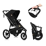 LIONELO AZURA Jogging-Kinderwagen von 6 Monaten bis 22 kg Dreirad-Jogging-Kinderwagen Verstellbare Rückenlehne in eine Liegeposition Große Lufträder Vollständige Stoßdämpfung XXL-Verdeck