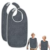 2 Stück Wasserdichte Lätzchen für Erwachsene, Senioren Mehrweg Waschbar, Leicht zu Reinigen, Unisex Kleiderschutz mit Klettverschluss für Ältere und Behinderte, Komfortabler Ess- und Pflege-Schutzlätz