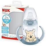 NUK First Choice+ Trinklernflasche | 6–18 Monate | 150 ml | Temperature Control Anzeige | Anti-Colic-Ventil | auslaufsichere Trinkschnabel | Ergonomische Griffe | BPA-frei | Disney Winnie Puuh blau