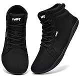 Wizshoe Barfußschuhe Hi top Herren Damen Breite Sneaker Barfuss Schuhe Leicht Walking Zehenschuhe Bequem Unisex Minimalistische Trail Fitness Fitnessschuhe Zero Drop Sohle rutschfest Schwarz 41 EU