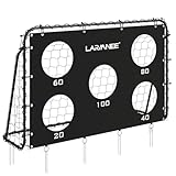 LARMNEE 180 cm Fussballtor, Fußballtor mit Torwand, Fußballtor für Erwachsene, Outdoor wetterfestes Fußballtor zum Spielen und Trainieren, PE-Netz, Schwarz EBB180FG02