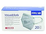 Gima Ergonomische, Faltbare, Staubfeste Value&Safe FFP2-Filtrierende Maske, 5 Lagen, Weiß, PSA der Klasse III, 20 Stücke in einzelner Beutelverpackung, Sprachen GB,FR,ES,PT,DE