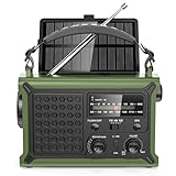 MINORZ 12000mAh Kurbelradio, Tragbares Notfallradio mit Große Solarplane, HiFi Klangqualit, AM/FM Weltempfänger, SOS, Taschenlampe & Leselampe, IPX6 Wasserdicht, Ideal für Outdoor Camping Notfall