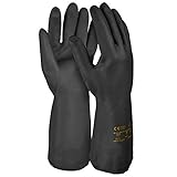 HandschuhMan. 1 Paar Schwarze Gummihandschuhe Neopren, lebensmittelgeeignet, Chemikalienbeständig (11/XXL)