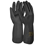 Solidstar HandschuhMan. 1 Paar Schwarze Gummihandschuhe Neopren, lebensmittelgeeignet, Chemikalienbeständig (9/L)