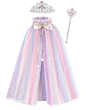 NebulaGlam Kinder Tüll Umhang Glitzer Pailletten Cape, Kinder Umhang Prinzessin Bunt Cape, Umhang Prinzessin Party Kostüm für Halloween Weihnachten Karneval Cosplay Party(Farbe)