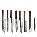 Messer Küchenhelfer 90Cr18Mov Yanagiba Kiritsuke-Messer for Schneiden for Gyuto Nakiri, Rindfleisch-Fischfiletschneider, japanisches Koch-Santoku-Lachsmesser-Set(8pcs)