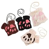 VILLCASE 4 Paar Fingerlose Plüsch Katzenpfoten Handschuhe für Damen Warme Kuschelige Winterhandschuhe In Schwarz Weiß Beige und Dunkelbraun Weiche Pfotenfäustlinge mit Trendigem Tierdesign