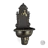 Relaxdays XL Wandbrunnen antik, mit Wasserhahn, nostalgisch, Waschbecken Garten, Aluguss, HBT 75 x 44 x 22 cm, schwarz