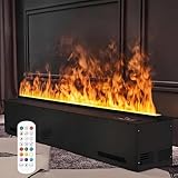 SSQUZA 3D-Wasserdampf-Kamin mit realistischem Rauch- und Flammeneffekt, 9 verstellbare Flammenfarben, ideal zur Verbesserung der Atmosphäre in Schlafzimmern, Büros und Hotels 100cm/39.3in