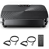 Vibrationsplatte 2025, Rüttelplatte Sport für Zuhause mit Widerstandsbänder, Leise Motor, rutschfest, 140kg Belastbar, für Fettverbrennung, Muskelentspannung, Stressabbau, Blutkreislauf