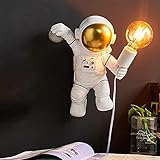 ACMHNC Kinder Wandlampe Mit Stecker, Astronaut Wandleuchte Kinderzimmer Mit Schalter und 1,5M Kabel, E27 Fassung, Geschenke für Jungen Mädchen, Weiß