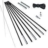 Fiberglas Zeltstange Ø 12,5 mm - 400 cm aus 7 Segmenten - mit Gummizug und Einfädelhilfe Zeltgestänge Zeltstangen - Ersatzstangen für Zelte | Kürzbar - Biegeradius 120 cm