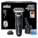 Braun Series 7 Rasierer Herren Elektrisch, Elektrorasierer, 60 Min. Akku, Rasierapparat, 4in1 Reinigungsstation, Kabelloser Nass und Trockenrasierer, Wasserdicht, Made in Germany, N7200cce, Schwarz