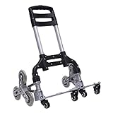 Treppensteigerwagen mit 10 Rädern, Höhenverstellbarer Sackkarre Klappbarer Treppensteiger, Robuster Transportwagen mit wasserdichte Leinwand Tasche & Stumme Anti-Rutsch-Räder