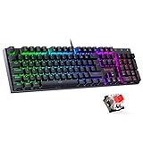 Redragon Mechanische Gaming Tastatur, QWERTZ Tastatur (Deutsches Layout) mit Rote Schalter f¨¹r PC Gamer Arbeits, 105 Tasten Programmierbare Kabelgebundene Tastatur, Stahlgeh?use, RGB Beleuchtung