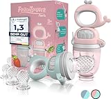 TABRIX® Fruchtsauger Baby ab 3 Monate & Kleinkind (2x) - Zahnungshilfe mit Druckfunktion für Beikost -BPA-Frei- Alternative für Schnuller/Beißring - Geschenk - Essen Zubehör