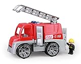 Lena 04457 - TRUXX Feuerwehr Einsatzfahrzeug mit Spielfigur als Feuerwehrmann, Feuerwehrauto mit Rettungsleiter, Feuerwehrtransporter mit Türen zum Öffnen, Spielfahrzeug für Kinder ab 24m+