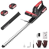 Akku Heckenschere 21V Heckenschere Elektrisch: Strauchschere Akku mit 2 * 2000 mAh Akku, Doppelschneidklinge, 48 cm Schnittlänge, zum Jäten, Beschneiden von Bäumen, Sträuchern