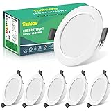 LED Spots 230V 5W IP44, 6er Set LED Einbaustrahler Flach 3000K Warmweiß, 450lm Deckenspots LED Einbauleuchten 68-80mm EinbauØ, Mini Slim Deckenstrahler Einbautiefe 25mm für Badezimmer Wohnzimmer Küche