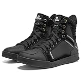 BORLENI Motorradschuhe Herren Winter Plus Samt Warm Motorradstiefel Männer Fleecegefütterte Schuhe Lässige Motorrad Sneaker Reissverschluß mit Schaltpolster, Rutschfeste Sohle(Schwarz, 43)