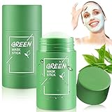 Green Tea Mask Stick, 2 Stück Green Mask Clay Stick für Tiefenreinigung und Porenverfeinerung, Mitesser Entferner, Feuchtigkeitsspendend für Alle Hauttypen