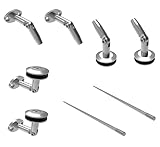 Sellon24® Glasvordach Edelstahl Vordachhalter Türvordach Haustür Überdachung Glasdach Vordach Glashalter Zugstange M12 für Glas 8,76-17,52 mm V2A - Set