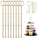 Oungy 10 Set Etageren Stangen Set, Etagere Bausatz 3 Etagen, Vintage Metallstange Etageren, Metallstange Gold Stäbe Bausatz Stange, für Torte, Macarons, Donut und Muffin(Platte Nicht Enthalten)