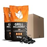 HEIZFUXX Holzkohle 10kg x 2 Sack 20kg 1 Paket Grillkohle Grillholzkohle Kohle Hartholz BBQ Für Gastro Restaurant Grill Smoker Dutch Oven Steakhouse Profi Premium Qualität Paligo