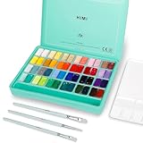 ABEIER HIMI Gouache Farben Set, 48 Farben x 12 ml, einzigartiges Geleebecher-Design mit 3 Malpinseln und einer Palette in einer Tragetasche, perfekt für Künstler, Studenten, Aquarellmalerei