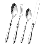Huxibai Küchenbesteck-Sets – Tafelbesteck | Edelstahlbesteck, Steakmesser, Gabeln und Löffel zum und Servieren