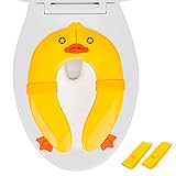 Faltbarer Toilettensitz Kinder,Reise Toilettensitz Knder,Geeignet für Die Meisten Toiletten,Mit Rutschfestem Saugnapf,Süßes Gelbes Entendesign WC Sitz Kinder